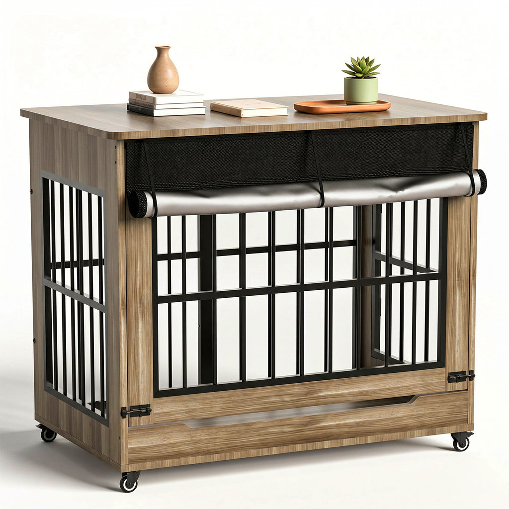 46″ Wooden Dog Crate with Wheels – KarsPet